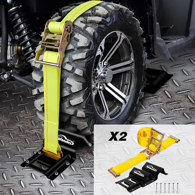 4PACK Wheel Chock Tie Down Kit Car Trailer ATV Ratchet Strap 50mm X 2 - View #6