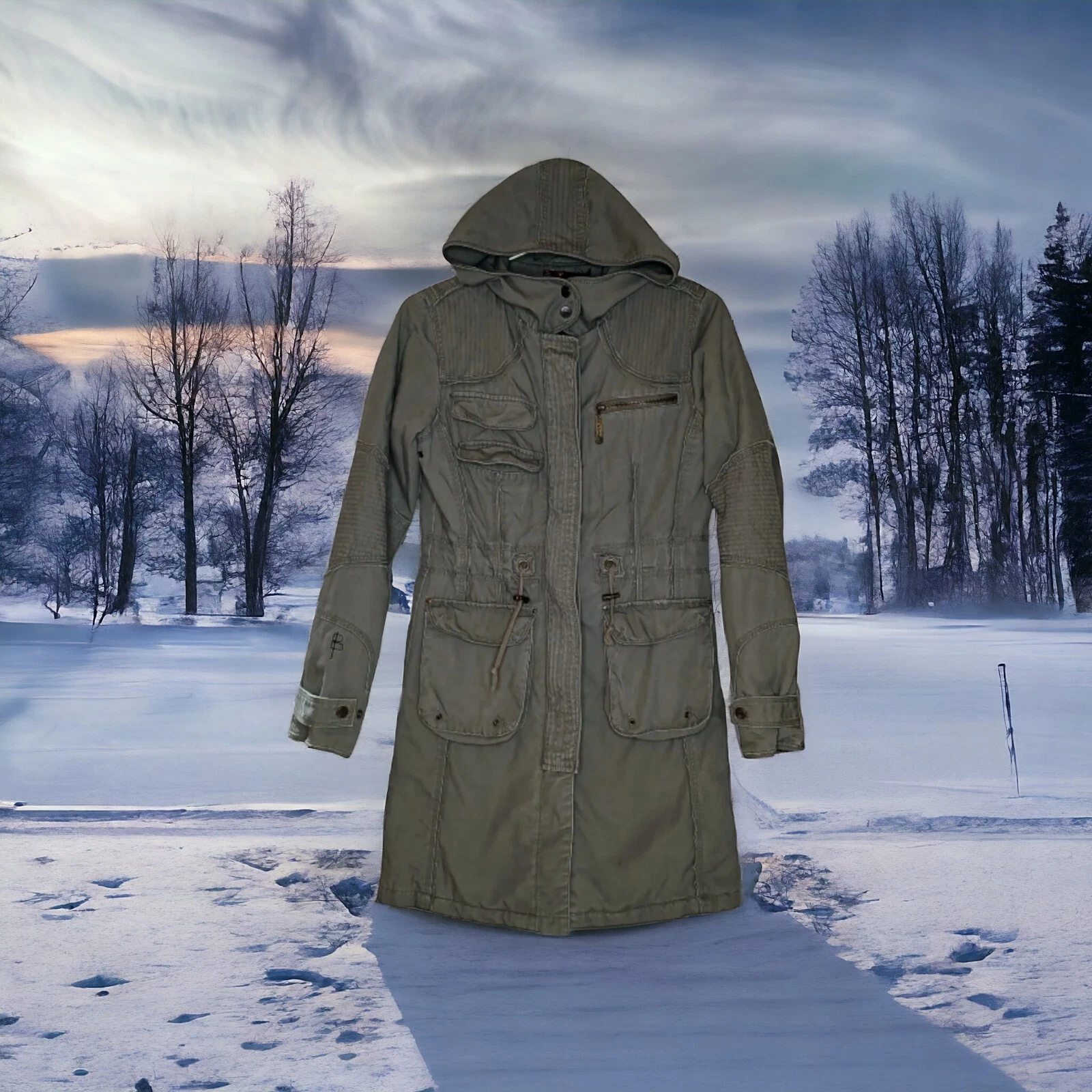 burton utility military cargo hooded jacket
