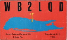 ham radio QSL postcard WB2LQD Robert Cushman Murphy 1971 Stony Brook New York 