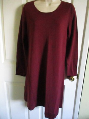 SZ PM Eileen Fisher Jewel Neck Merino Jersey Asymettrical Dress NWT