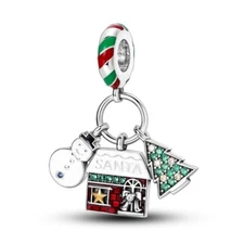 MULA Silver Plated Charm AAA CZ Enamel Snowman Christmas Tree For Women Bracelet