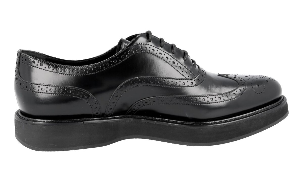 AUTH LUXURY PRADA OXFORD SHOES 1E526G BLACK LEATHER FULL AUTH LUXURY PRADA OXFORD SHOES 1E526G BLACK LEATHER FULL