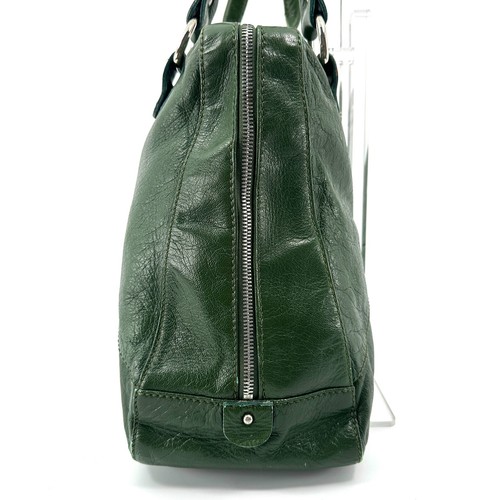 Fendi Hand Bag Shoulder Bag Purse Green Leather Auth Silver Zip Ring From Japan - Picture 5 of 24