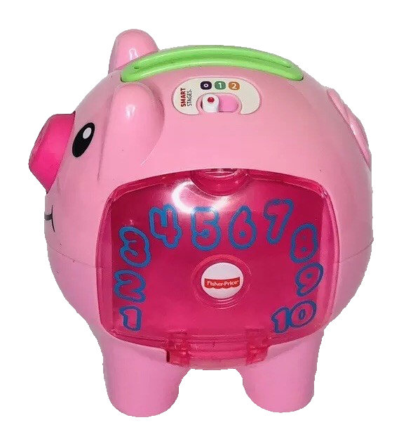 Fisher-Price Laugh Learn Smart Stages Pink Piggy Bank Toddler Toy No Coins