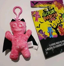 Sour Patch Kids Pink Bat Halloween Plush Keychain Clip