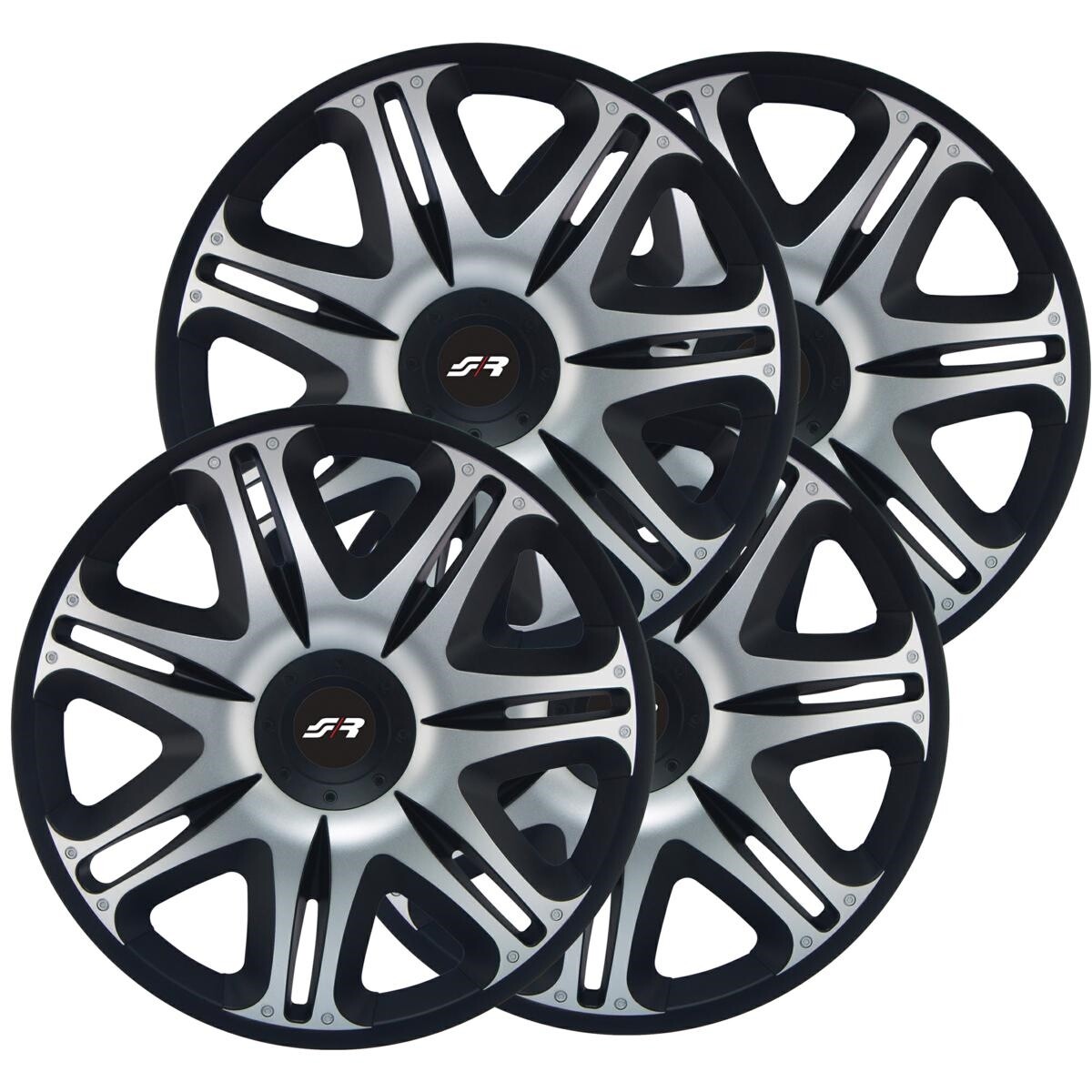Borchie 15 Pollici Nascar Silver Black - Kit Tuning Estremo 4 Pezzi