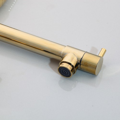 Golden Kitchen Sink Faucet Swivel&Pull Down Spout Deck Mounted Brass Mixer Taps - Picture 6 of 10
