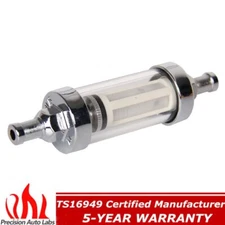 Universal 5/16" 8mm Chrome Glass Clearview Fuel Filter Inline Re-use Car Trucks