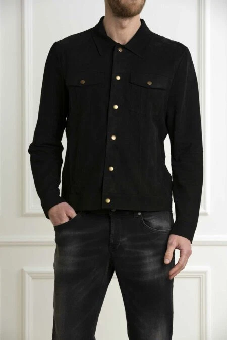 Mens Black Leather Trucker Jacket Pure Suede Custom Made Size S M L XL 2XL 3XL