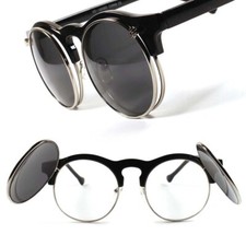 Funky Vintage Retro Flip Up 50s 60s Novelty Steampunk Party Black Sun Glasses