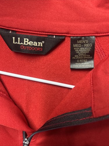 LL Bean Outdoors Trail Light Fleece Pullover 1/2 Zip Sweatshirt Mens M Red Black - Picture 6 of 6