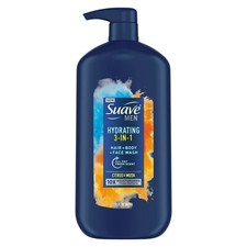 Suave Men 3 in 1 Mens Body Wash, Hair, Face and Body Wash, Hydrating, Citrus  M