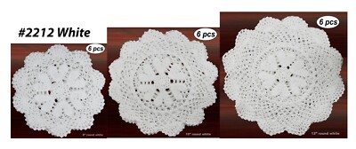 Creative Linens 6PCS Crochet Lace Doily with Heart 8'',10'',12'' Round White