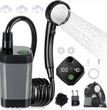 Portable Camping Shower 6000mAh Outdoor Camp Pump Hiking Travel Rechargeable