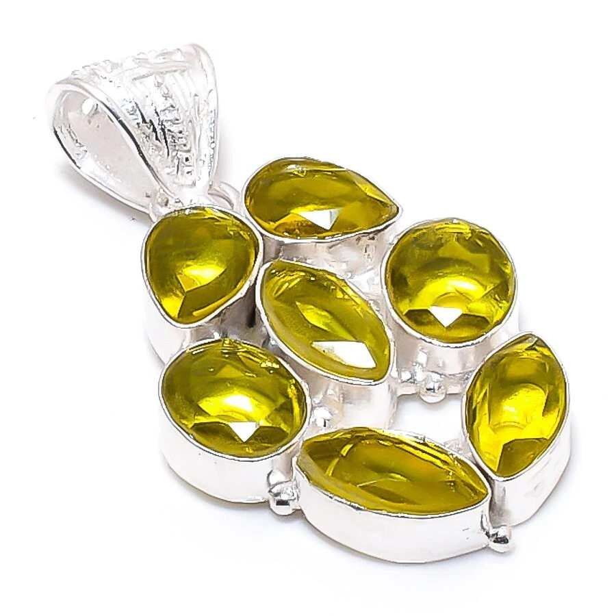 VETEMENTS Ciondolo citrino pietra preziosa fatto a mano argento sterling 925 ciondolo gioiello 1 77"