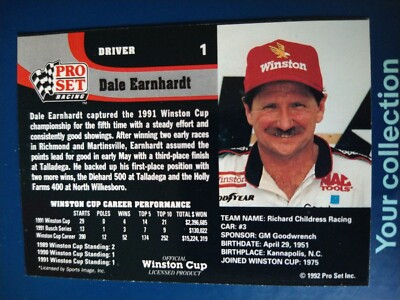 1992 Pro Set Racing Dale Earnhardt #1 | eBay