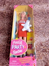 Vintage 1998 Coca-Cola Party Barbie Holding Polar Bear NEW