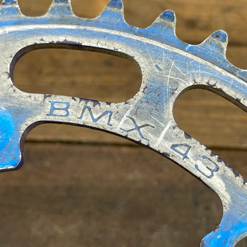 Plato BMX Sugino Crown 43t 110 BCD Azul 43 Dientes Aleación Old School BMX Foto 3 de 4