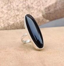 Black Onyx Solid 925 Sterling Silver Statement Handmade Ring, All Size M1406