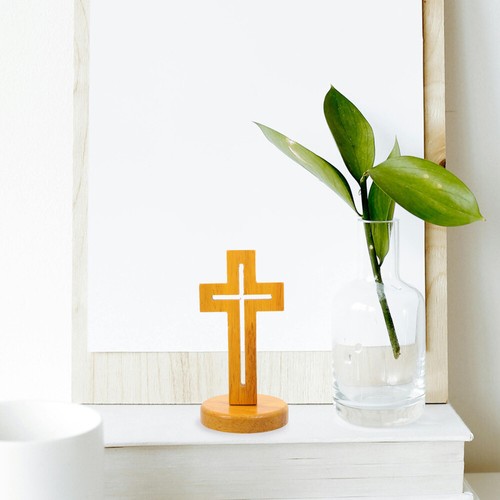 Holzkreuz zum Basteln, dekoratives Holzkreuz-Ornament, rustikales - Bild 3 von 12