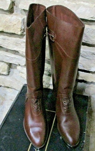Leather Riding Boots Size 8.5 Brown 15.5"Tall Women's Colin Stuart Low Heel NIB - Picture 2 of 9