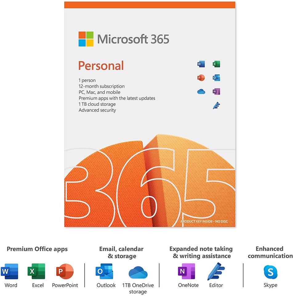 Microsoft Office 365 Personal 5 Device 1 Year 1 User PC/Mac 2026 VAT