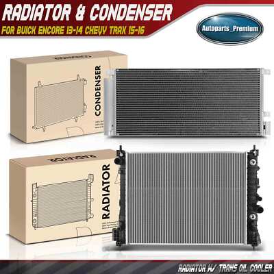 A-Premium Radiator & AC Condenser for Buick Encore 13-14 Chevy Trax 15-16 1.4L