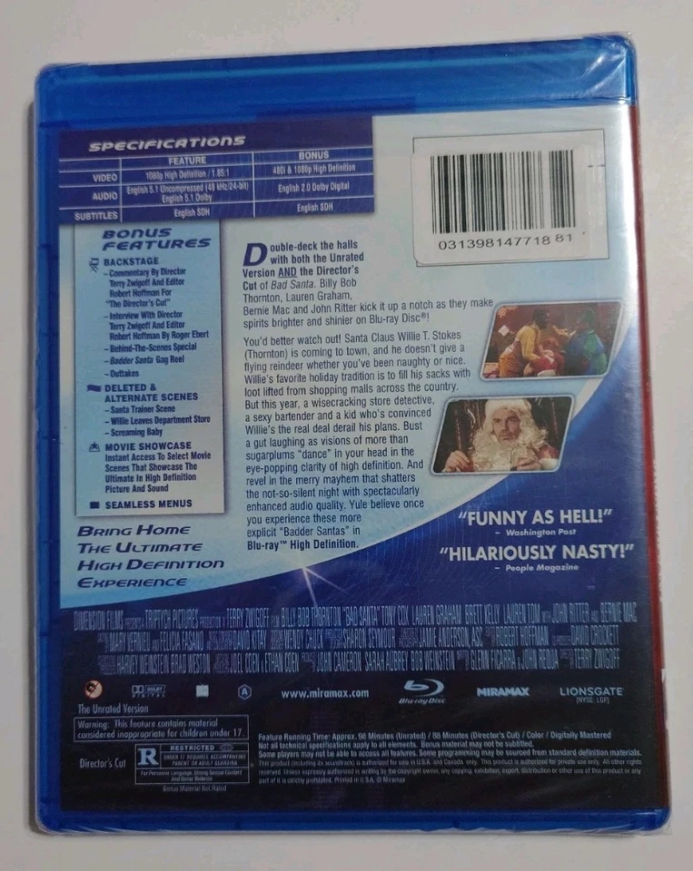 Bad Santa Blu-ray Unrated & The Directors Cut New! Sealed! - Image 2 of 3