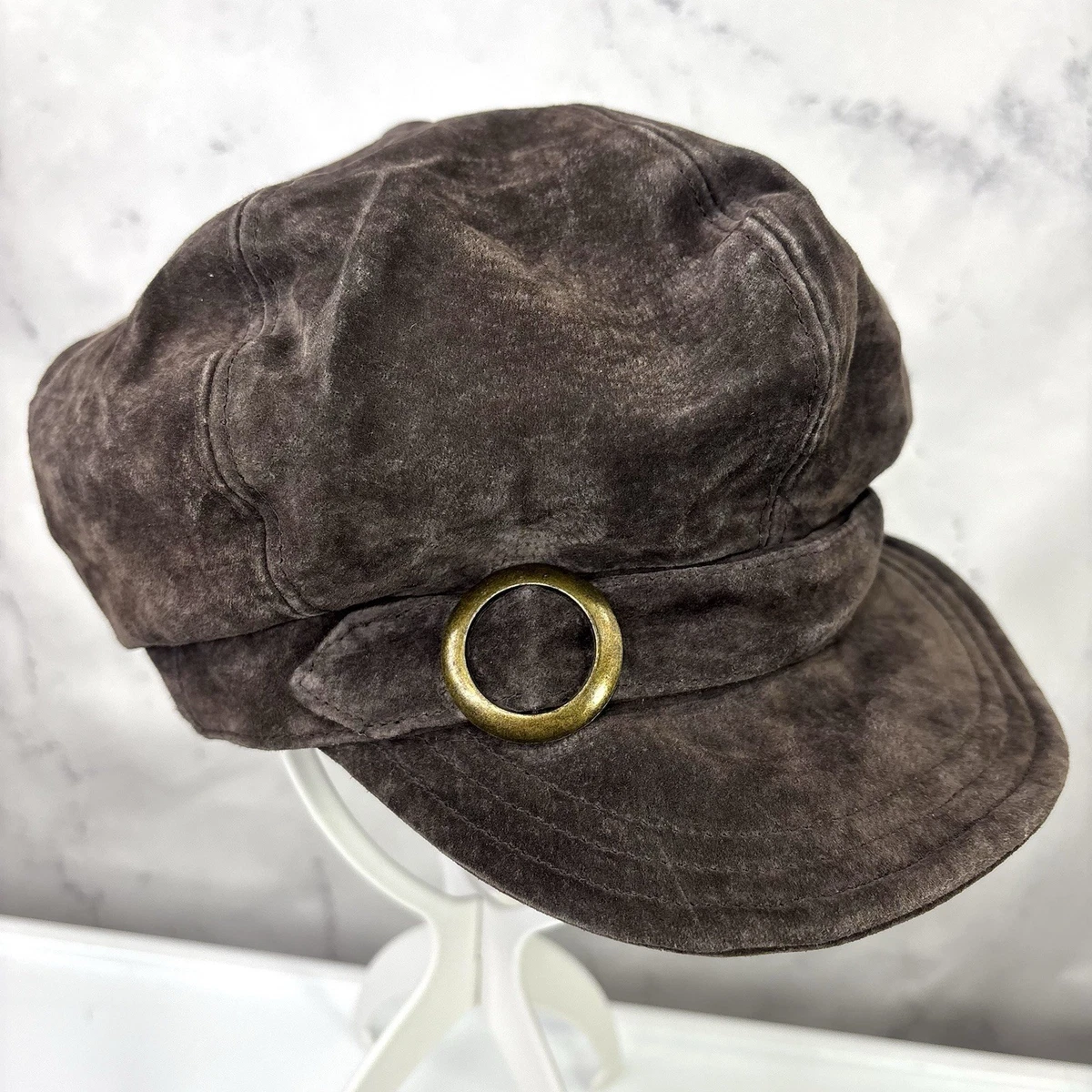 VINTAGE RARE Liz Claiborne Patchwork Newsboy Cap Real Leather Satin Lined Y2K Vintage Liz Claiborne Y2K Newsboy main image 3