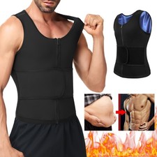 Men Waist Trainer Vest with Zipper Workout Sauna Suit Sports Sweat Body Shaper