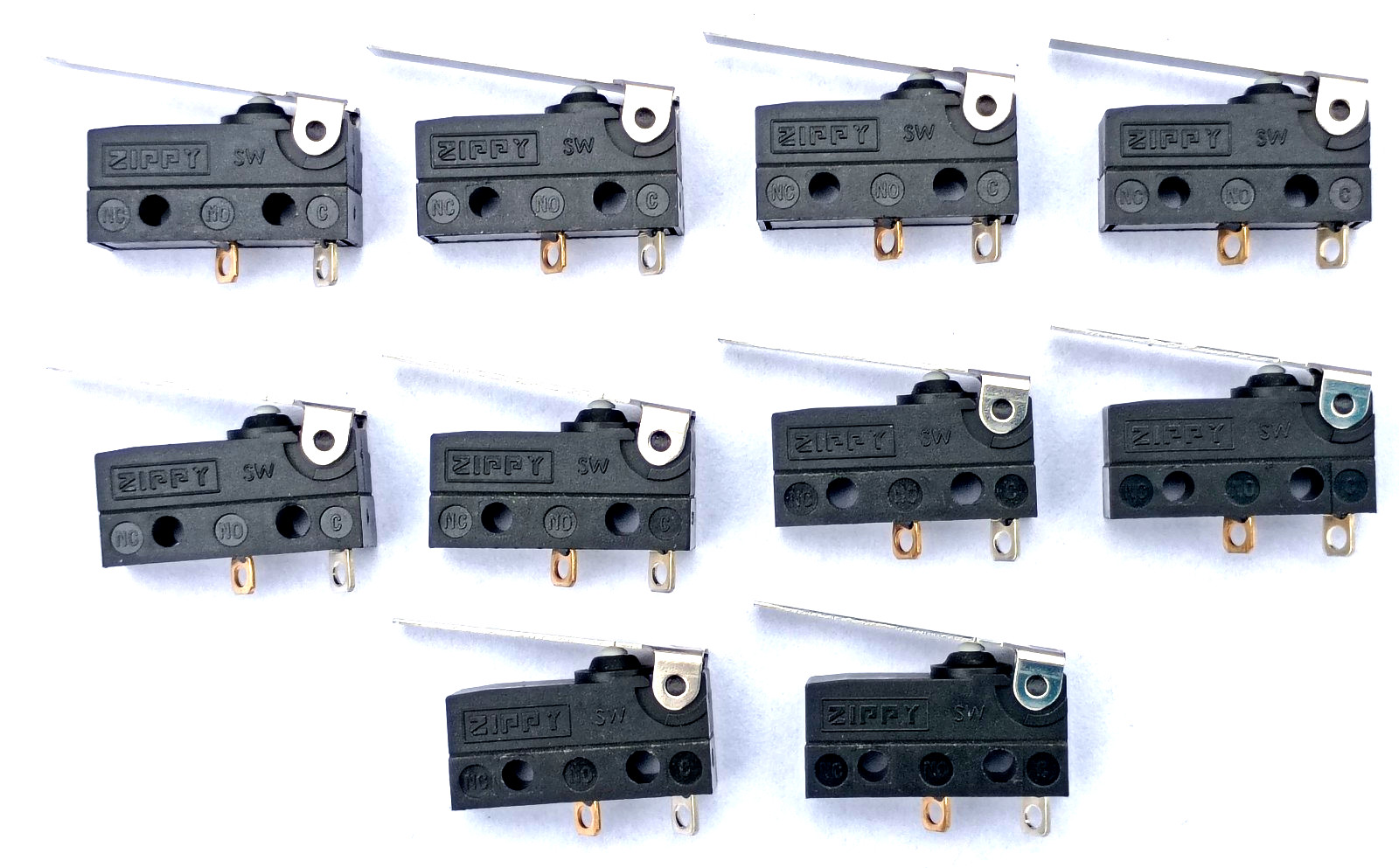 10Pcs Zippy Waterproof Micro Switch, Normally Open, SPST With Lever, New