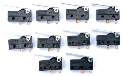 Zippy Micro Switch, Qty. 10, Normally Open, SPST With Lever, Waterproof, New