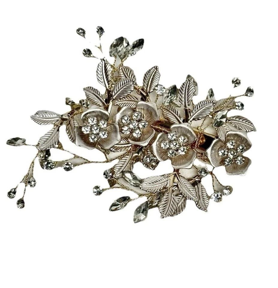 婚礼新娘发夹玫瑰金带水钻华丽 — 第 2/4 张图片