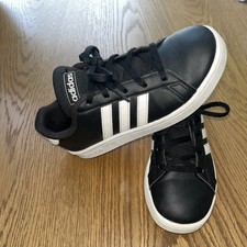 Adidas Grand Court Boys Black White Sneakers size 1 - GUC - EF0102