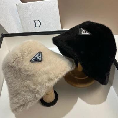 Fur one-piece bucket fisherman's hat, warm plush mink hair basin hat