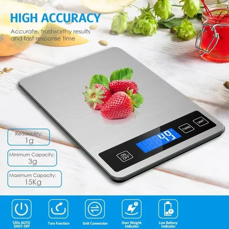 15kg Digital Kitchen Scales LCD Display Electronic Weighing Food Cooking Baking