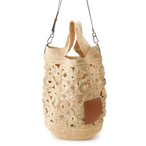 LOEWE Crochet 2-way Shoulder Bag Raffia Beige