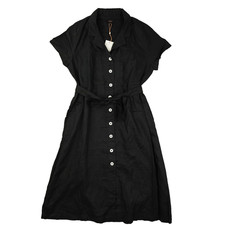 Quince 100% European Linen Button Front Dress Black Women's Size XL NWT