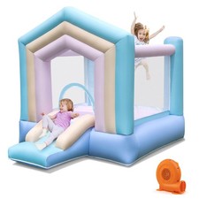 Kids Bounce House with Slide Basketball Rim Manual Pump 350W Blower Included