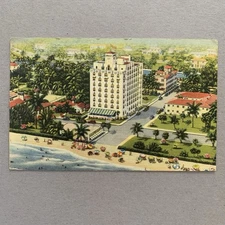 Hotel Embassy Miami Beach Florida FL Exterior Beach Aerial Posted 1941 Postcard