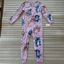 Disney Lilo  Stitch Girls Union Suit Pajamas - Size M 7/8 Purple