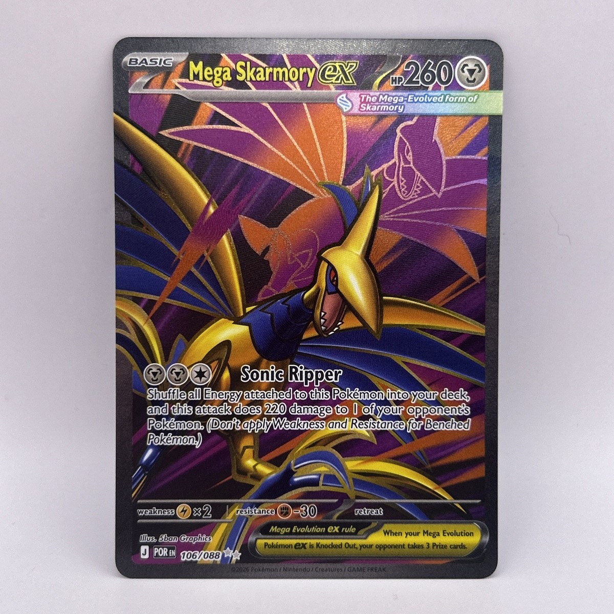 Mega Skarmory Ex 106/088 NM Mega Evolution Perfect Order Full Art Ultra Rare