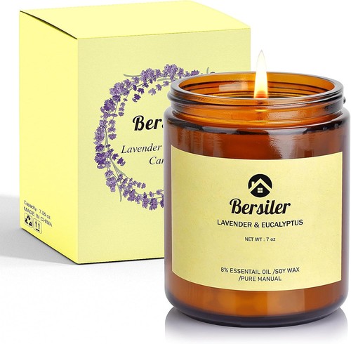 Aromatherapy Candles, Scented 7OZ Lavender Eucalyptus Candles Brown - Picture 7 of 7