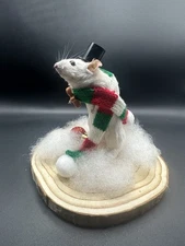 Oddities Curiosities Taxidermy White Mouse Christmas Winter Real OOAK