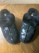 UGG Scuffette Floral Foil Black Slippers for Women - Size US 8 - 7