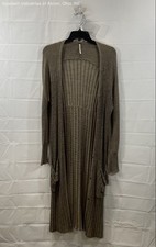Free People Women's Taupe Ribbed Knit Maxi Duster Cardigan Open Front Sz S