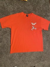 Warner Bros 90s Bugs Bunny Looney Tunes Embroidered Pocket Shirt Orange Large