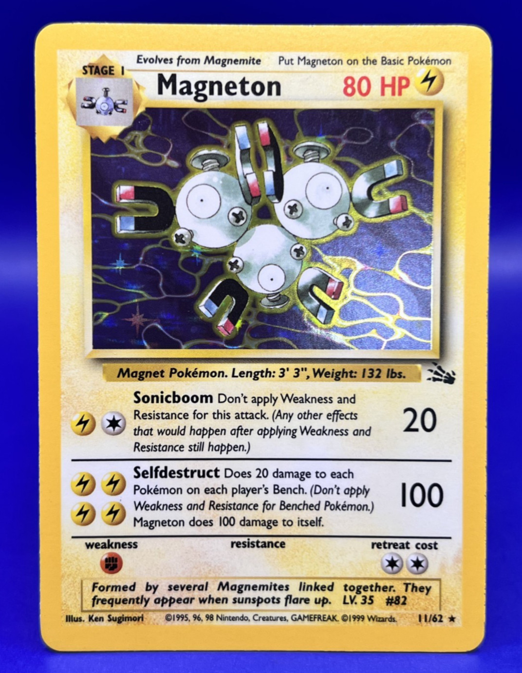 1999 Pokemon Fossil Magneton Holo Rare 11/62 NM