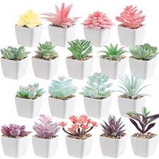 18 Set Artificial Faux Succulents in Pots Artificial Succulent Plant for Wome...
