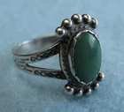 Vintage Navajo Sterling Silver Ring with Turquoise Stone, Size 7 1/2